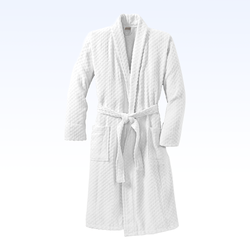 CHECKERED TERRY SHAWL COLLAR BATHROBE