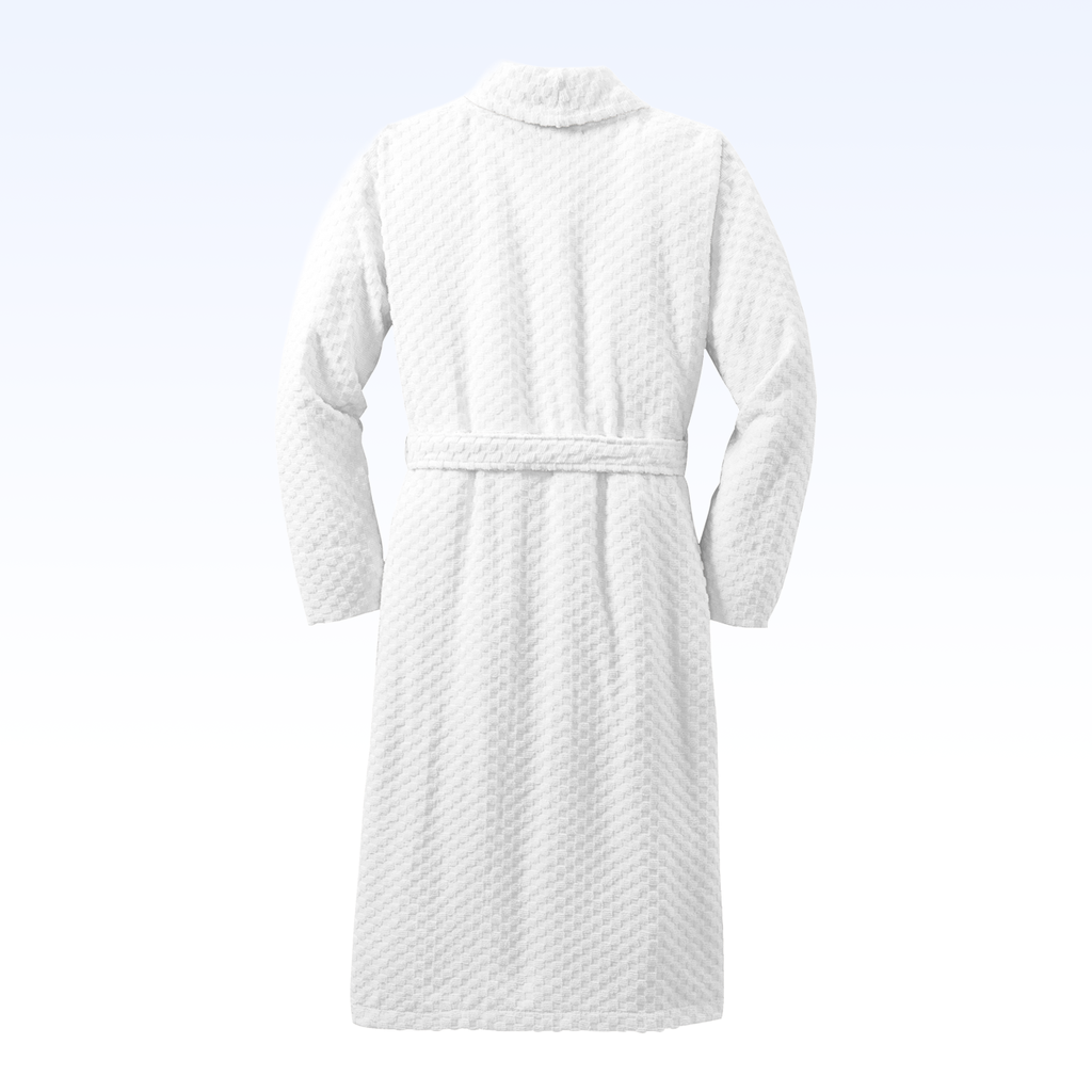 CHECKERED TERRY SHAWL COLLAR BATHROBE