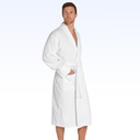 CHECKERED TERRY SHAWL COLLAR BATHROBE