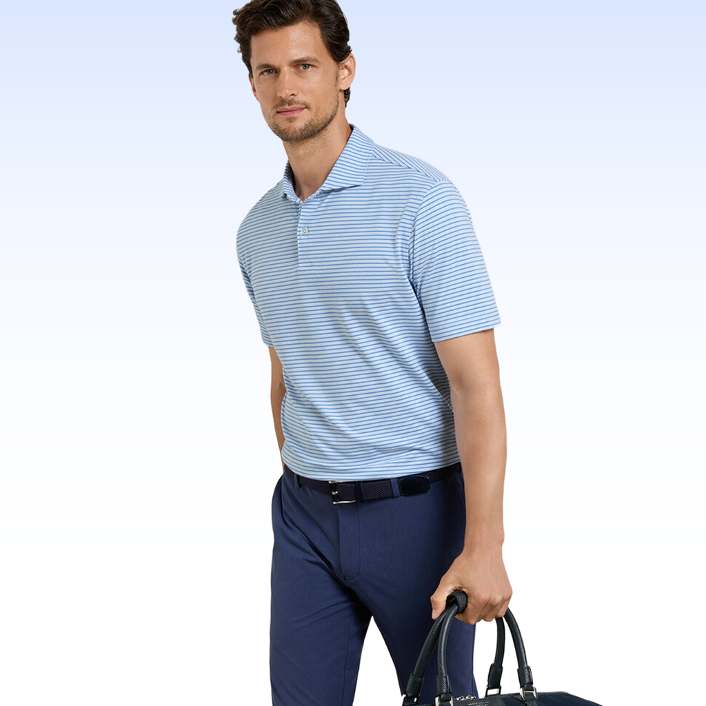 PETER MILLAR ALBATROSS STRIPE COTTON-BLEND PIQUÉ POLO