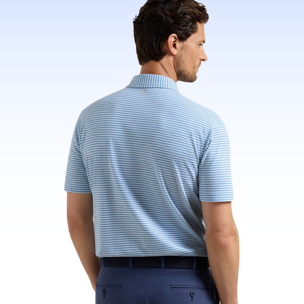 PETER MILLAR ALBATROSS STRIPE COTTON-BLEND PIQUÉ POLO