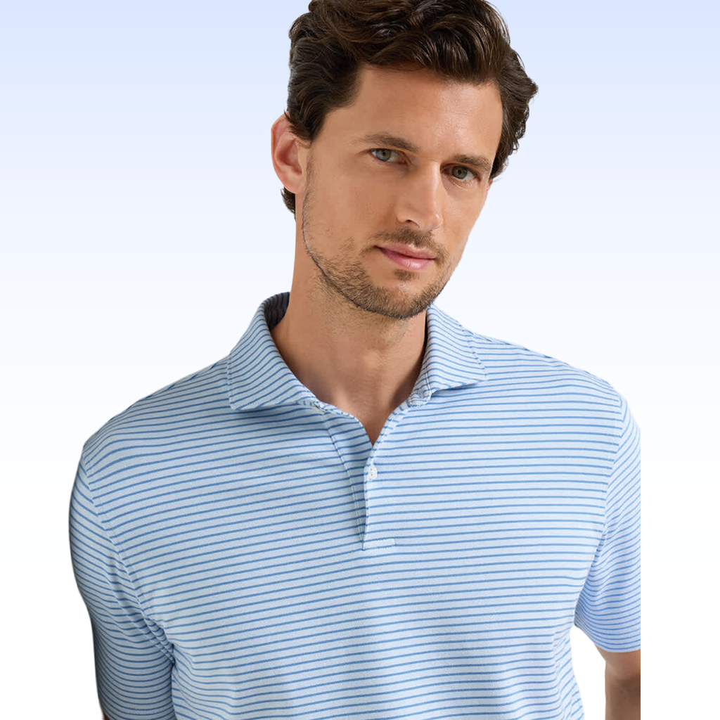 PETER MILLAR ALBATROSS STRIPE COTTON-BLEND PIQUÉ POLO