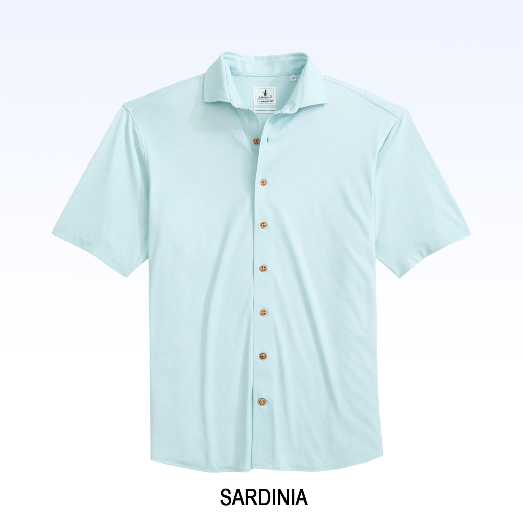 JOHNNIE-O BRECK SOLID KNIT SHORT SLEEVE BUTTON DOWN